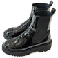 CHANEL PATENT CAP TOE CC ANKLE BOOTS
