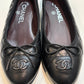 CHANEL CC AGED CALFSKIN QUILTED  LEATHER BALLET FLATS