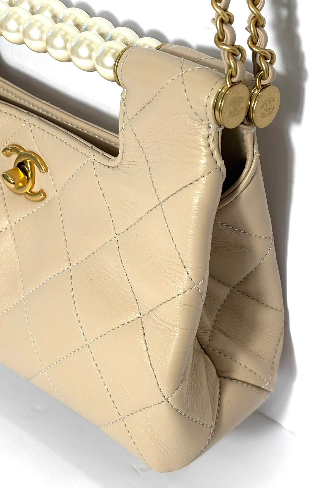 CHANEL CC GHW 25 PEARL HANDLE SHOPPING BAG
