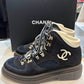 CHANEL CC COMBAT LACE UP ANKLE HIKING SNOW BOOTS