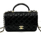 CHANEL LAMBSKIN QUILTED MINI TOP HANDLE FLAP BAG