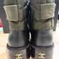 CHANEL OLIVE AND BLACK BOOTIES