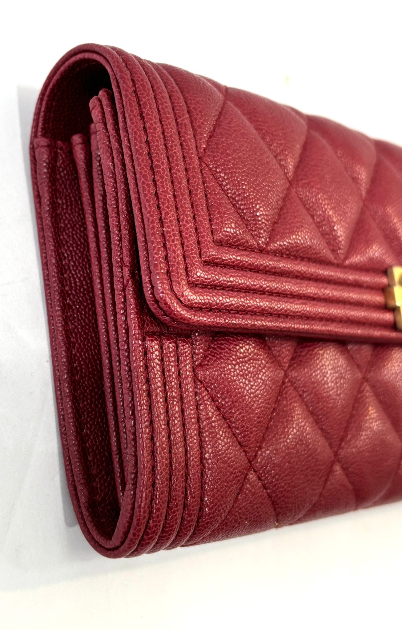 CHANEL CAVIAR QUILTED LEATHER LARGE BOY GUSSET  FLAP WALLET