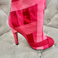 CHANEL PINK SUEDE BOOTS
