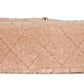 CHANEL SMALL CC LIGHT PINK SHEARLING BRUSHED GOLD HARDWARE FLAP BAG