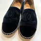 CHANEL VELVET DARK NAVY CC CAP TOE ESPADRILLES