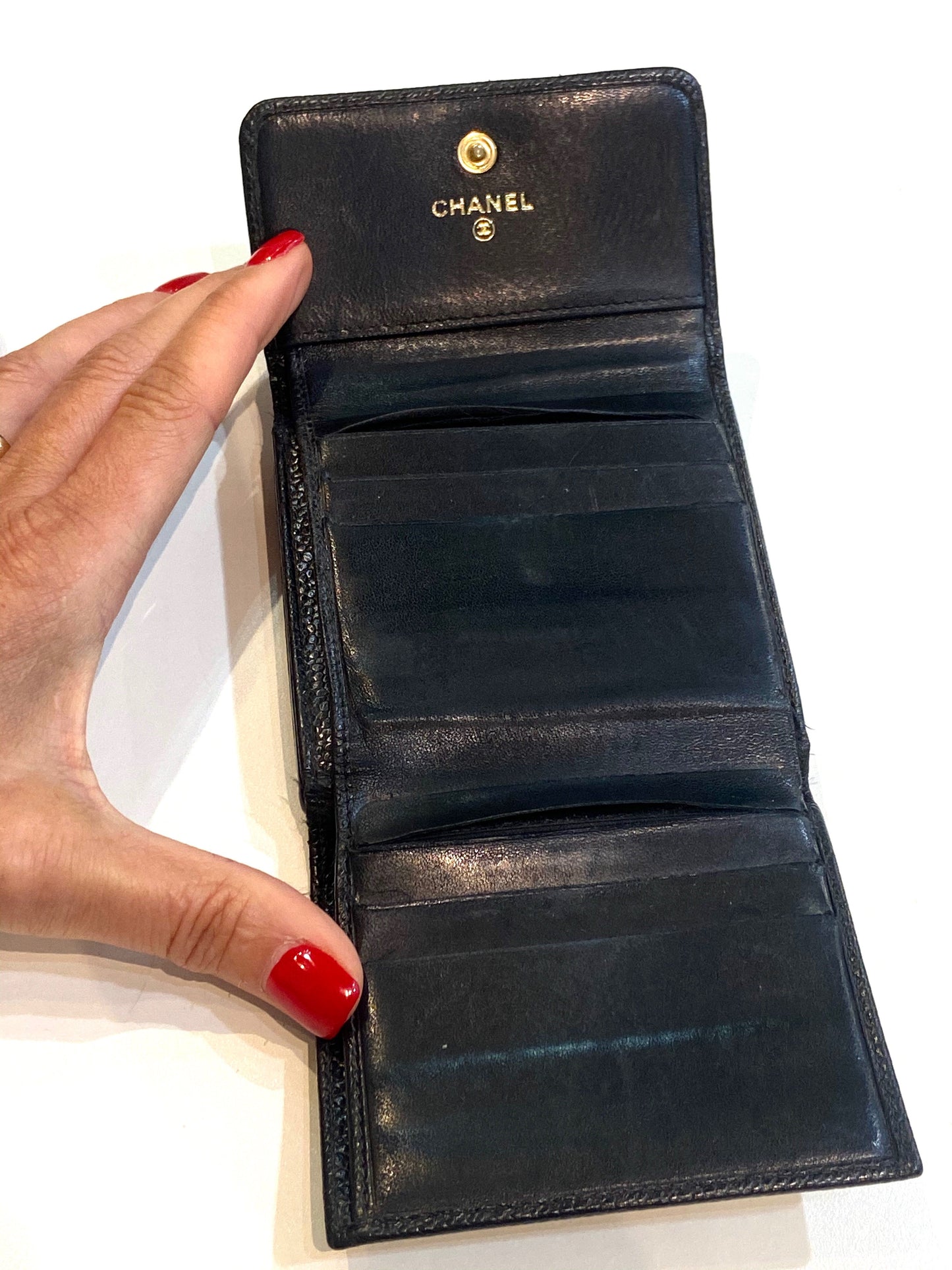 CHANEL CAVIAR LEATHER TIMELESS CC FLAP WALLET