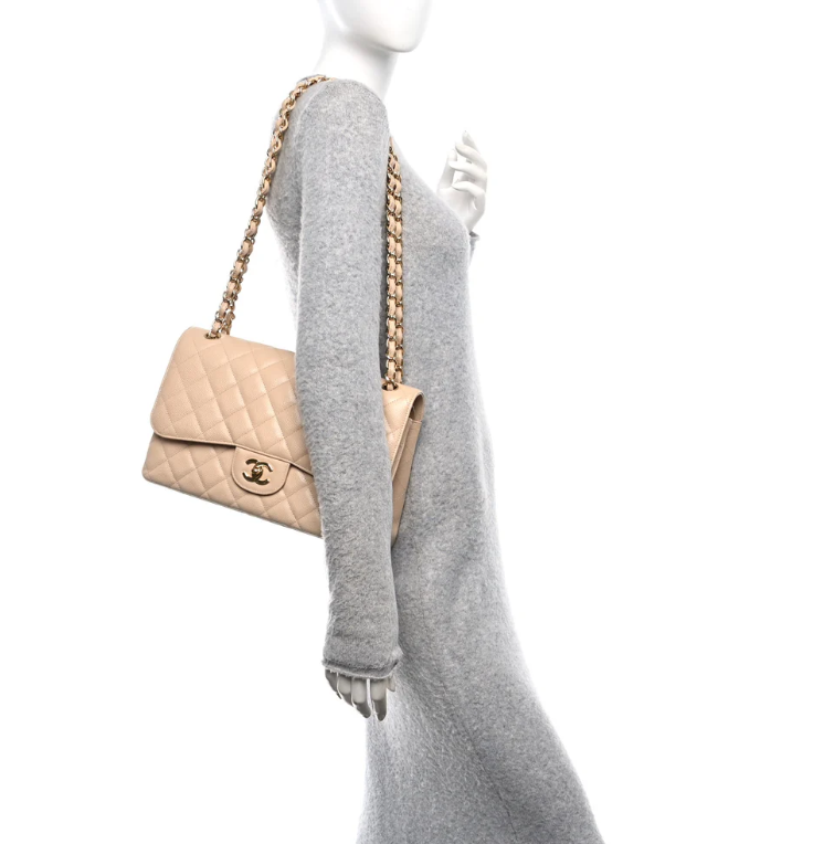 CHANEL CAVIAR QUILTED JUMBO CLASSIC DOUBLE FLAP BAG