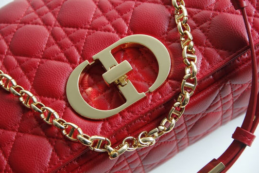 DIR 2023 Caro red real leather sling shoulder bag