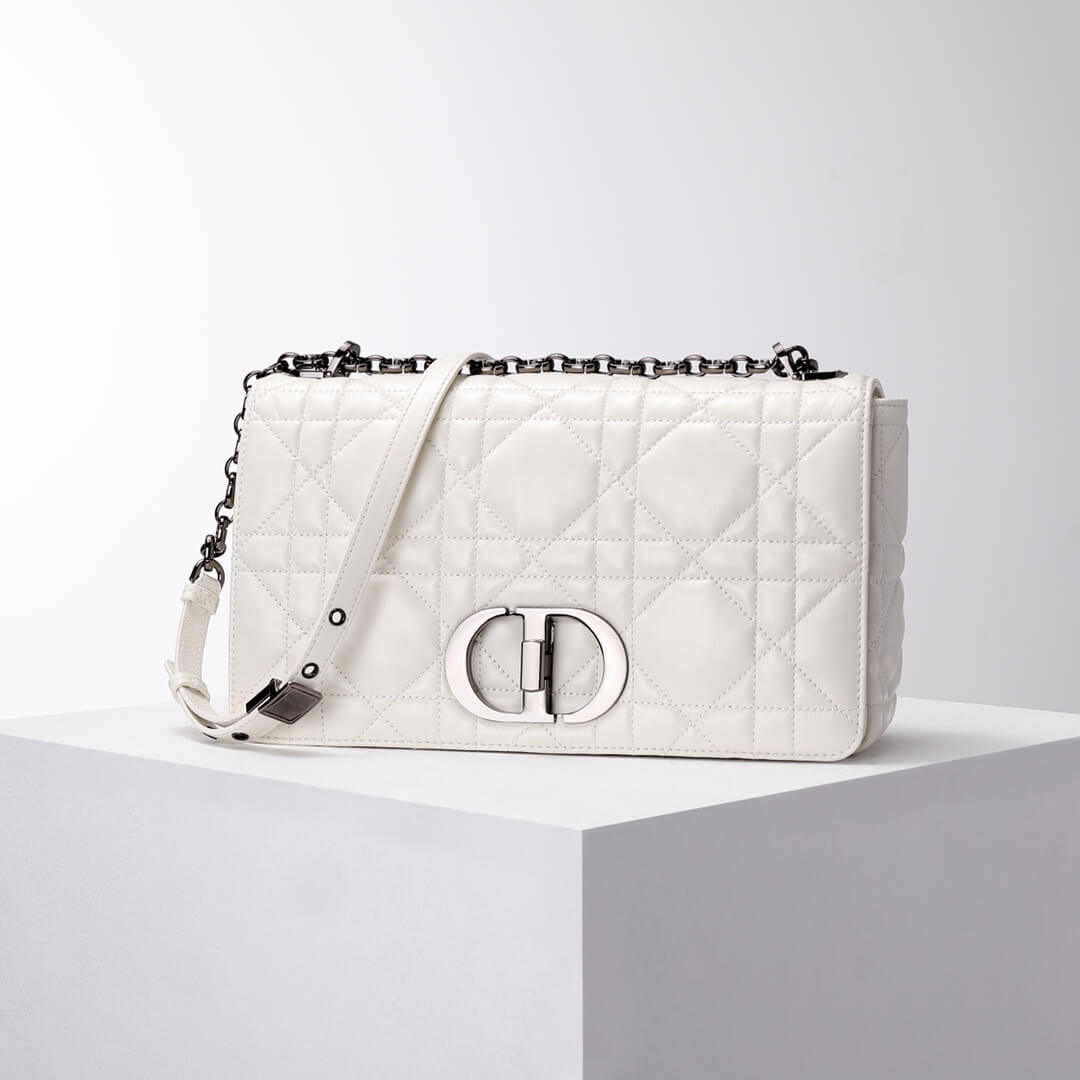 DIR 2023 Caro white silver real leather sling shoulder bag