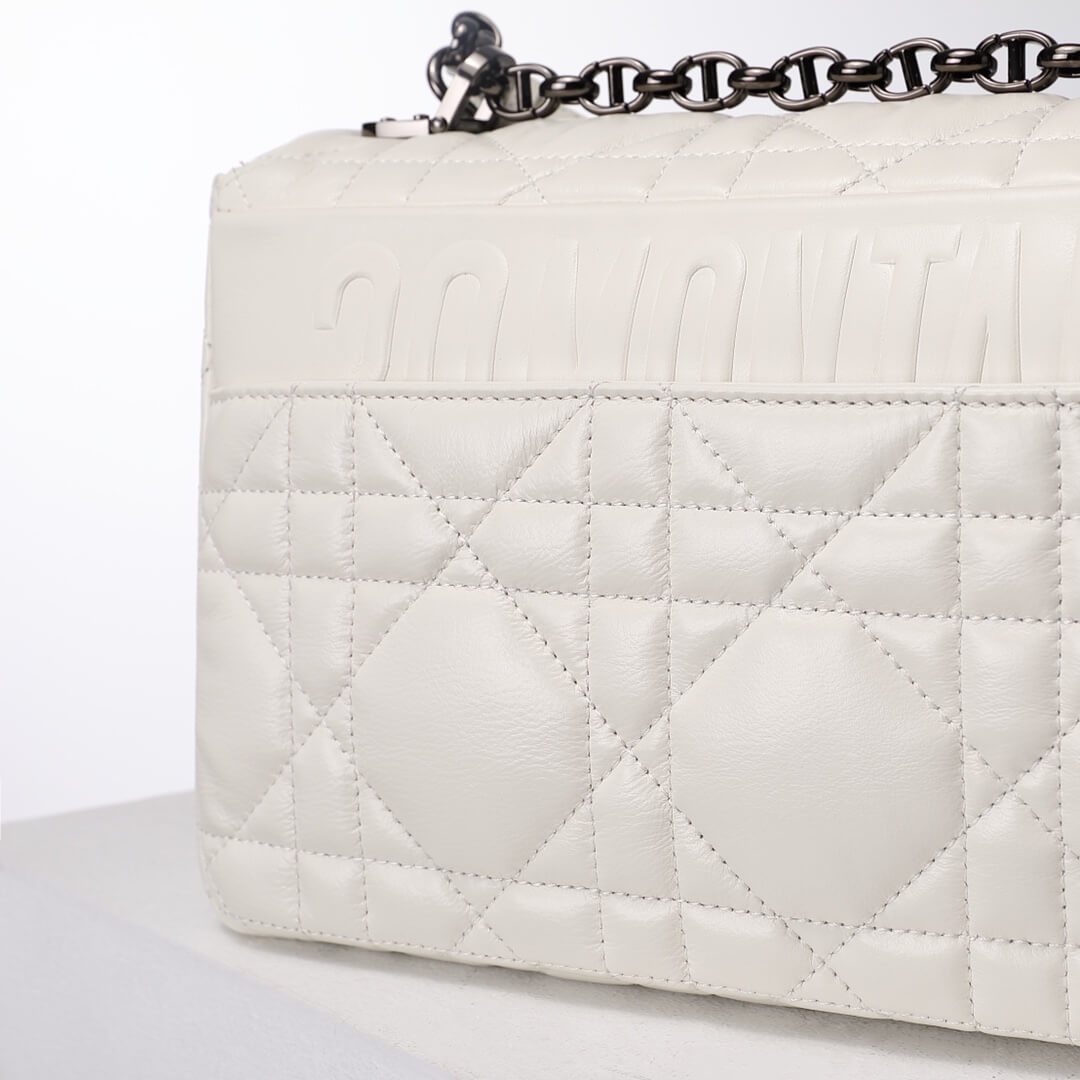 DIR 2023 Caro white silver real leather sling shoulder bag