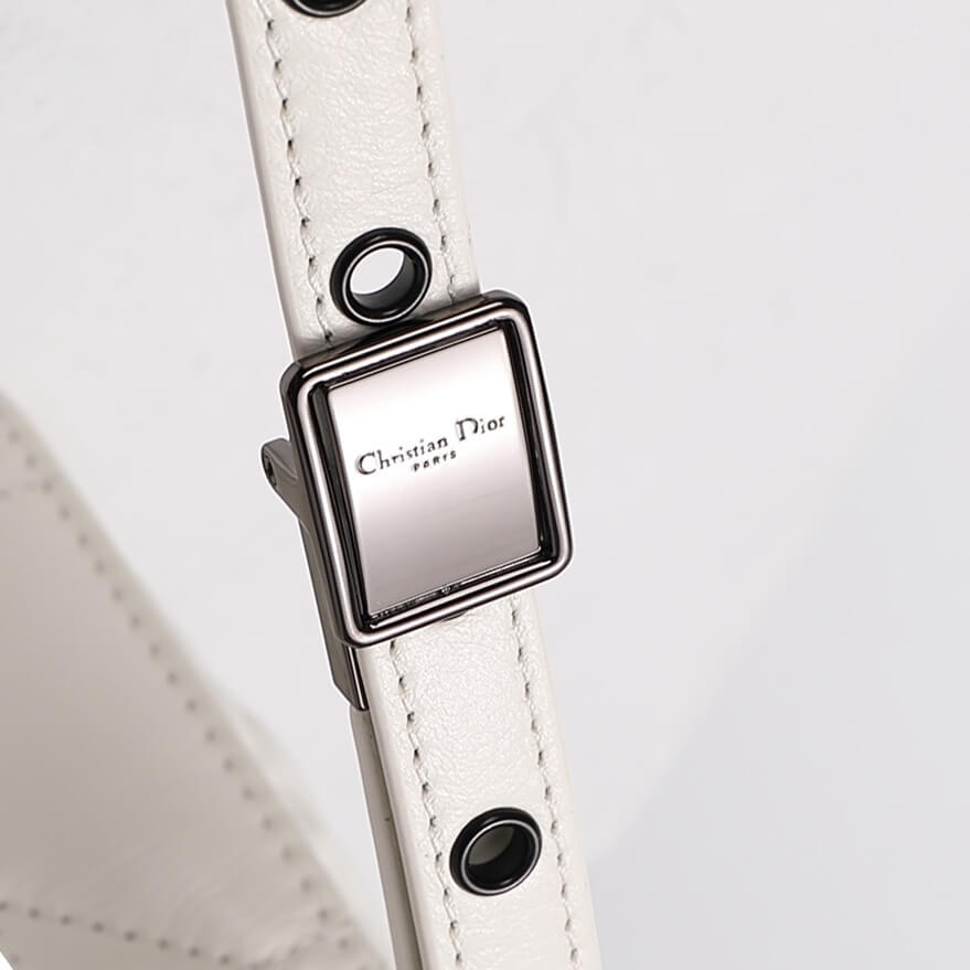 DIR 2023 Caro white silver real leather sling shoulder bag
