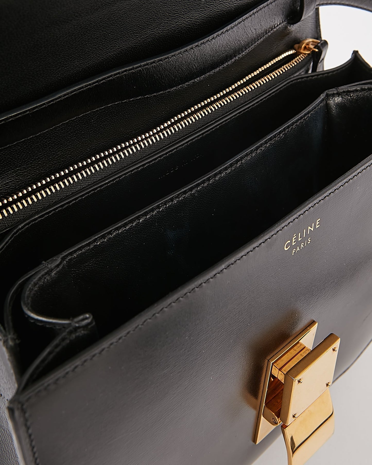 Celine Black Leather Medium Classic Box Bag