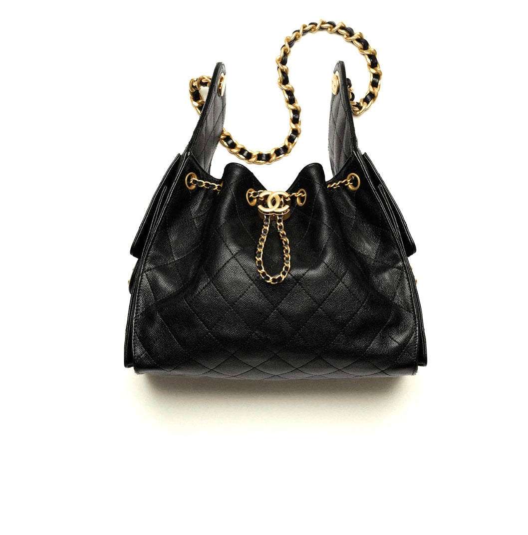 CHANEL 25 CAVIAR QUILTED CALFSKIN LEATHER SMALL HOBO BAG