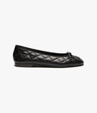CHANEL CC AGED CALFSKIN QUILTED  LEATHER BALLET FLATS