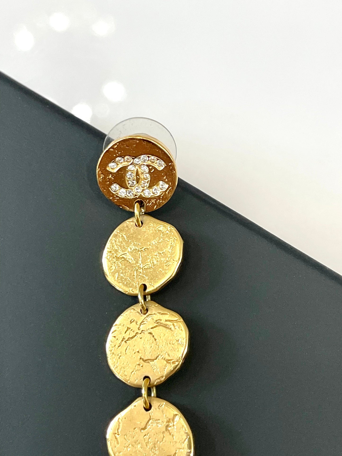 CHANEL ANCIENT EGYPT GOLD-TONE GLASS EARRINGS