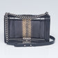 CHANEL PYTHON AND PATENT LEATHER MEDIUM BOY BAG