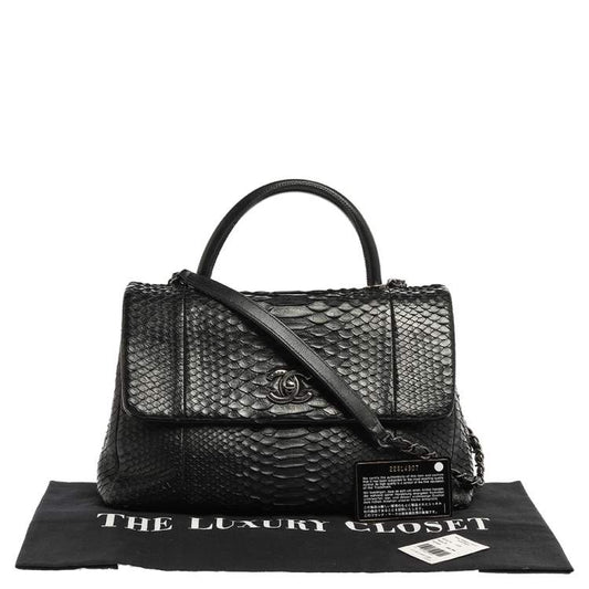 Chanel Black Python Medium Coco Top Handle Bag