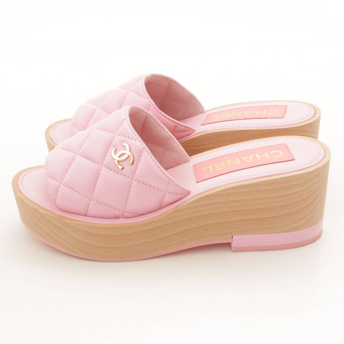 CHANEL CC COCO QUILTED LAMBSKIN LEATHER MULES