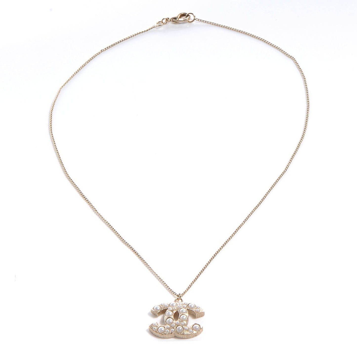 CHANEL CC FAUX PEARL PENDANT NECKLACE