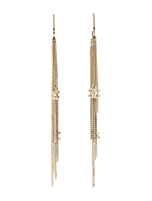 CHANEL CC DROP FRINGE EARRINGS