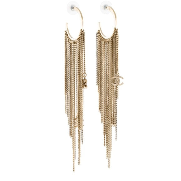 CHANEL CC DROP FRINGE EARRINGS