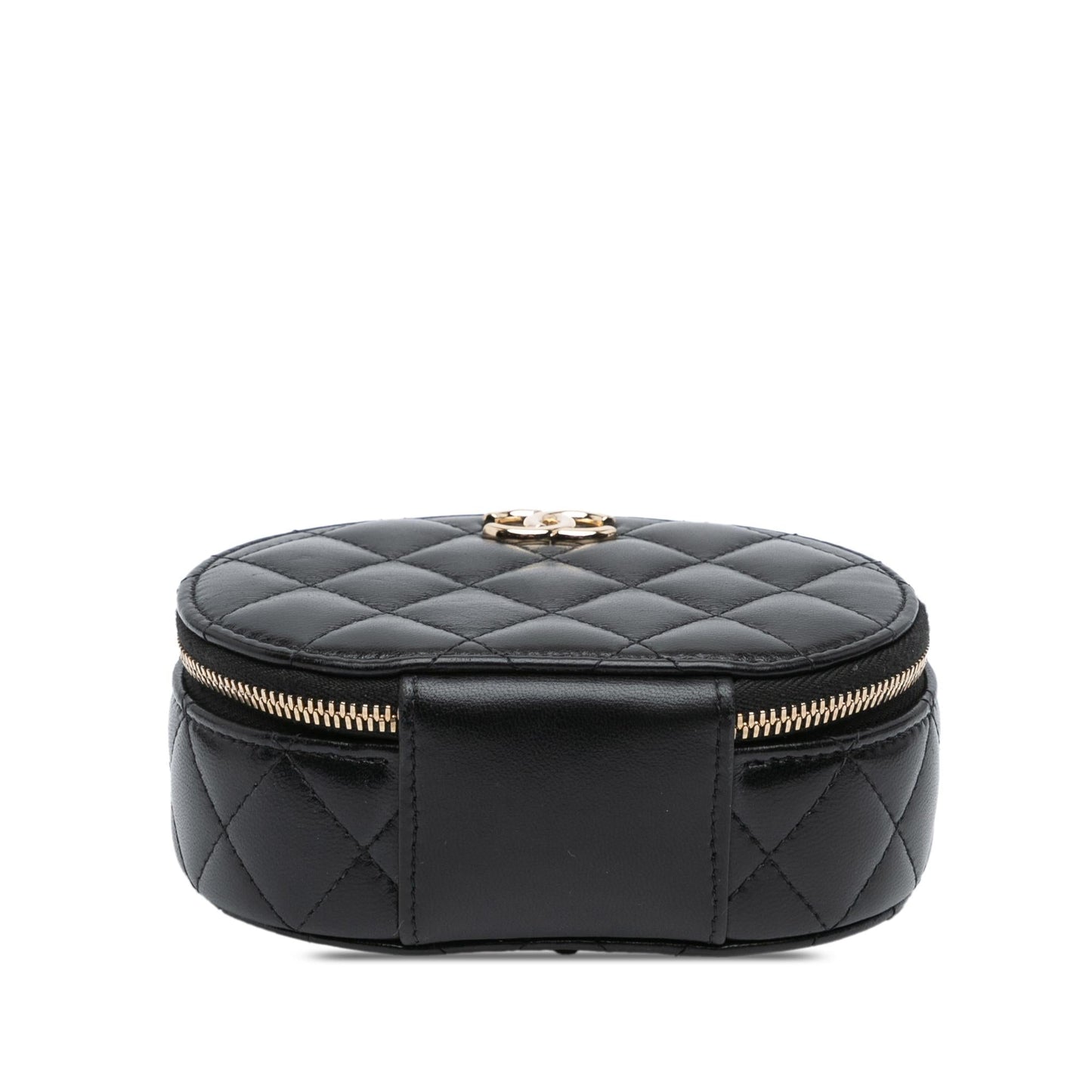 Chanel CC Lambskin Ruched Oval Top Handle Bag
