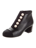 CHANEL CC INTERLOCK PEARL ANKLE BOOTS