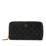 Chanel CC Quilted Caviar Zip Around Wallet
