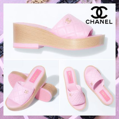 CHANEL CC COCO QUILTED LAMBSKIN LEATHER MULES