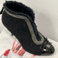 CHANEL CC TWEED CHAIN EMBELLISHED ANKLE BOOTIES