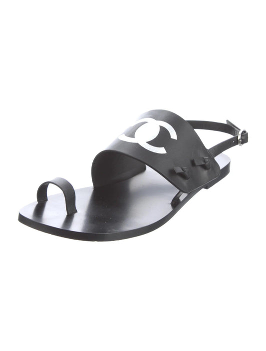 CHANEL CC THONG SLINGBACK SANDALS