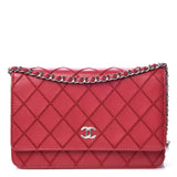 CHANEL CALFSKIN DIAMOND STITCH WALLET ON A CHAIN
