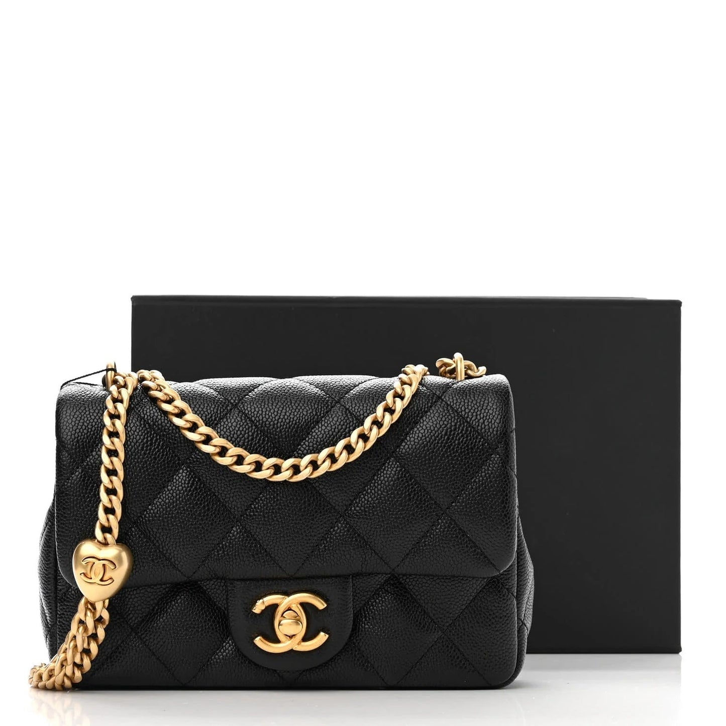 CHANEL CAVIAR QUILTED SWEETHEART MINI FLAP BAG
