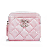 Chanel Caviar CC Crystal Woven Square Zip Around Card Holder (SHG-07vPg1)