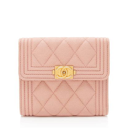 Chanel Caviar Leather Boy Compact Wallet