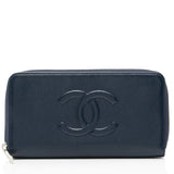 Chanel Caviar Leather Timeless Zip Around Wallet