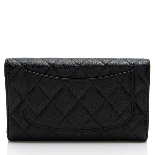 Chanel Caviar Leather Trifold Wallet (SHF-CKsJOS)