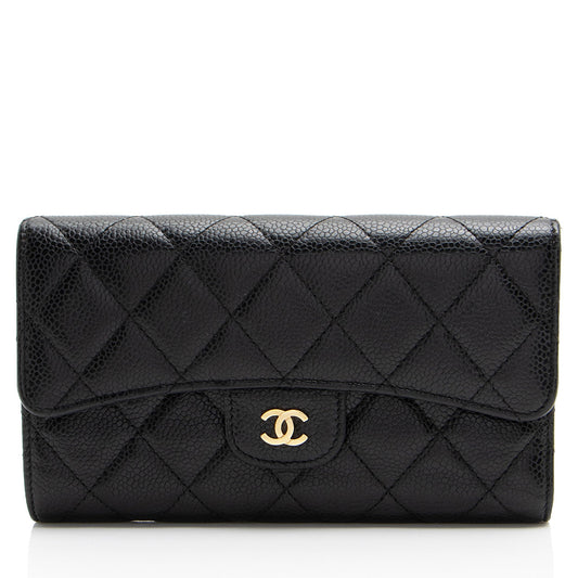 Chanel Caviar Leather Trifold Wallet (SHF-CKsJOS)