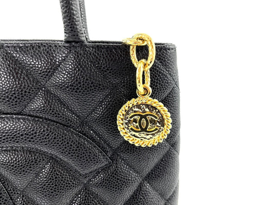 CHANEL CAVIAR QUILTED MEDALLION TOTE BAG