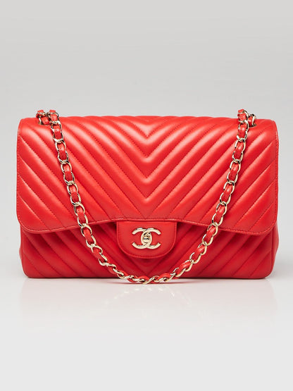 CHANEL Lambskin Chevron Quilted Medium Double Flap