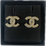 CHANEL CC CRYSTAL GOLD-TONE STUD EARRINGS