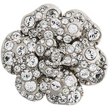 CHANEL Swarovski Crystal Camellia CC Brooch Silver