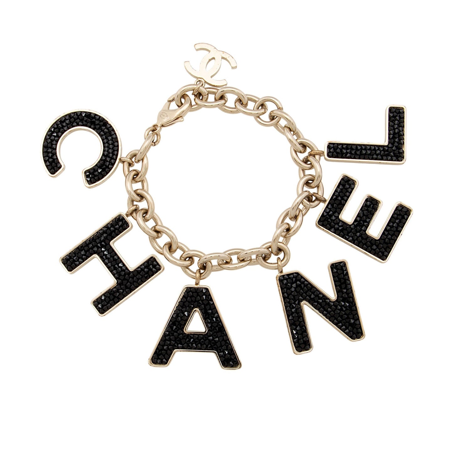 Chanel Crystal Logo Charm Bracelet