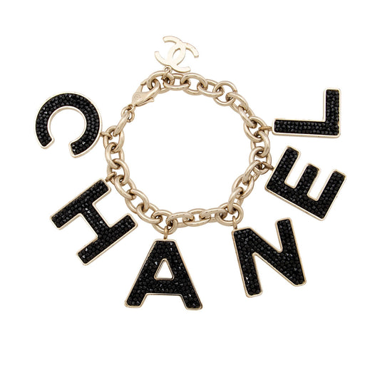 Chanel Crystal Logo Charm Bracelet