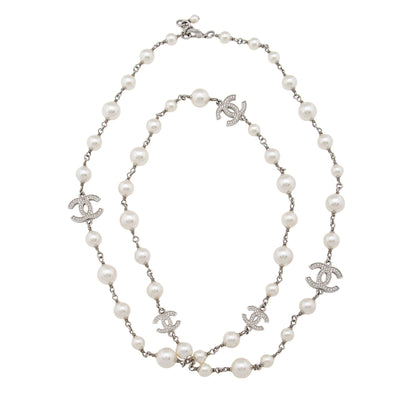 Chanel Crystal Pearl CC Long Necklace (SHF-oKOF4P)