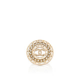 Chanel Crystal Pearl CC Cocktail Ring - Size 7