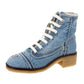 CHANEL DENIM LACE UP COMBAT BOOTIES