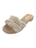 CHANEL FAUX PEARL FLAT MULES
