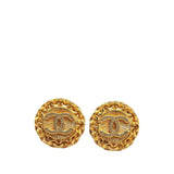 Chanel Gold Plated CC Round Clip On Earrings